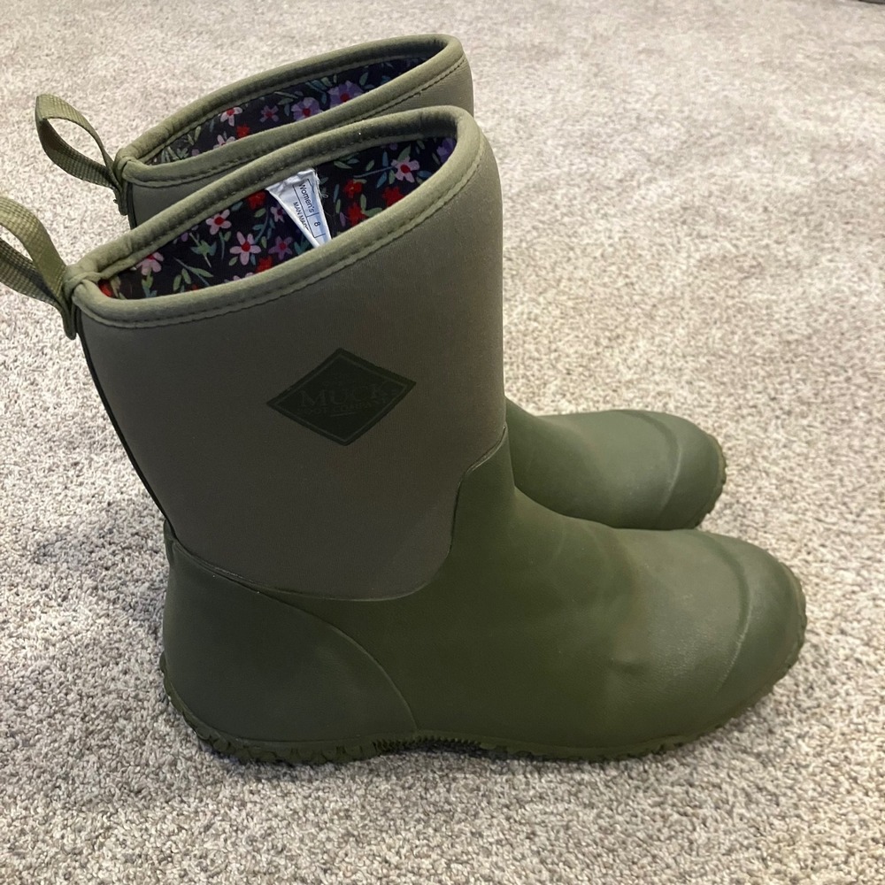Muck Boot Company Womens Muckster II Mid Boot 8 Olive Green Waterproof Floral